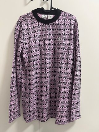 Camiseta Adidas Manga Larga Rosa y Negra