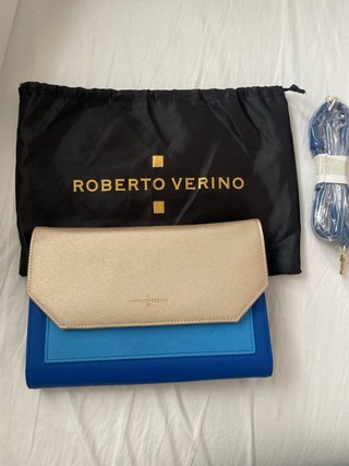 Bolso de mano Roberto Verino azul y dorado