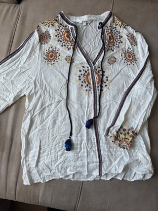 Camisa Pimkie Blanca Bordada Talla S