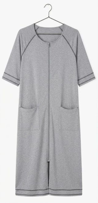 Bata Gris de Punto con Cremallera XL