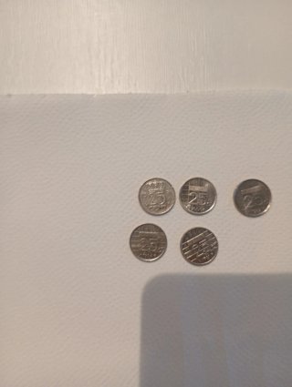 Colección de 5 Monedas de 25 Pesetas.