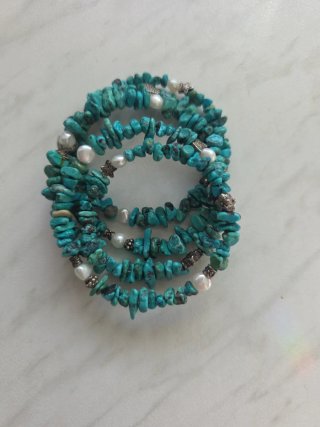 Pulsera de Turquesa y Perlas de Río