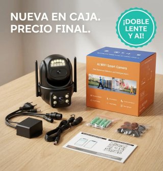 Cámara Vigilancia WiFi Exterior Doble Lente PTZ