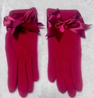 Guantes Vintage Rojos Caramelo con Lazos