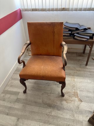 Silla de Escritorio de Madera y Cuero