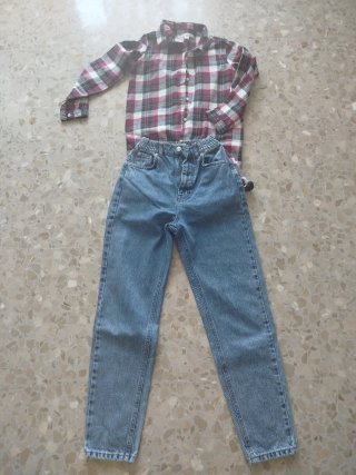 Conjunto Camisa de Cuadros y Pantalón Vaquero
