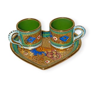 Juego cerámica dos tazas café expreso de Mario Sambuco, diseño Italiano.