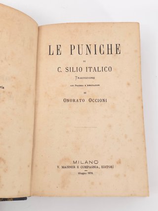 Antico Libro Le Puniche Silio Italico 1878 800