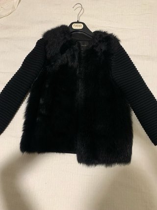 Abrigo Massimo Dutti Pelo y Punto Negro