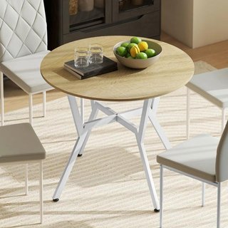 Mesa Comedor Redonda 90cm 2 Personas Nat/Blanco