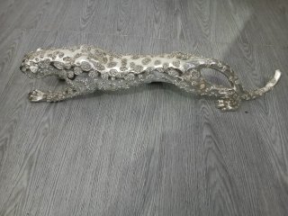 Figura Decorativa Leopardo Plateado