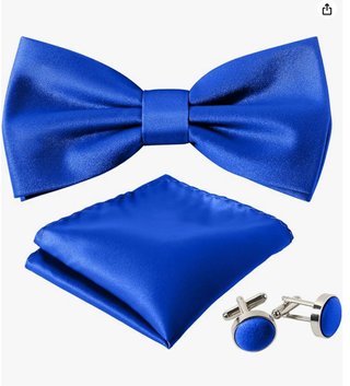 Set pajarita, pañuelo y gemelos azul eléctrico