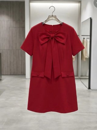 Vestido Midi Rojo con Lazo