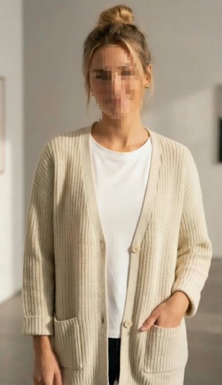 Chaqueta color crema de punto nueva