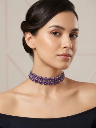Gargantilla choker con Piedras Moradas