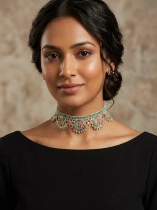 Gargantilla Estilo Encaje verde turquesa rosa