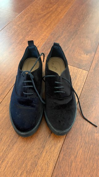 Zapatos Oxford Terciopelo Negro Plataforma