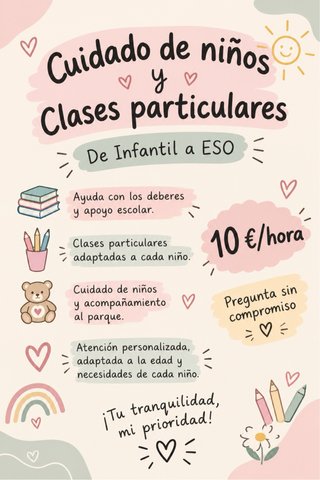 CLASES PARTICULARES Y CUIDADO DE NIÑOS!!