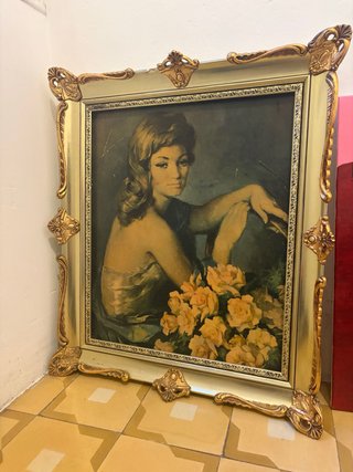 Cuadro Vintage con Marco de Madera Dorado