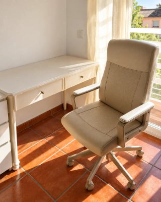 Escritorio y Sillón de Oficina Beige