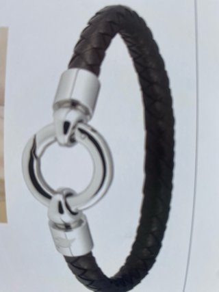 Pulsera de cuero trenzado negra