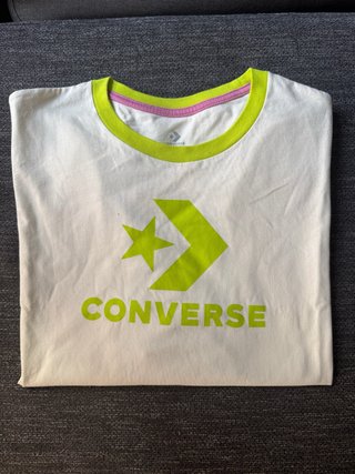 Camiseta Converse Blanca y Verde Talla L