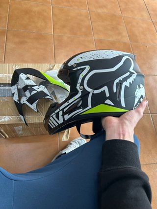 Casco Motocross Enduro MTB Negro, Blanco y Verde