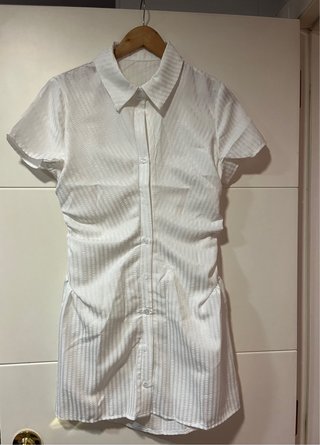 Vestido Camisa Blanco Manga Corta