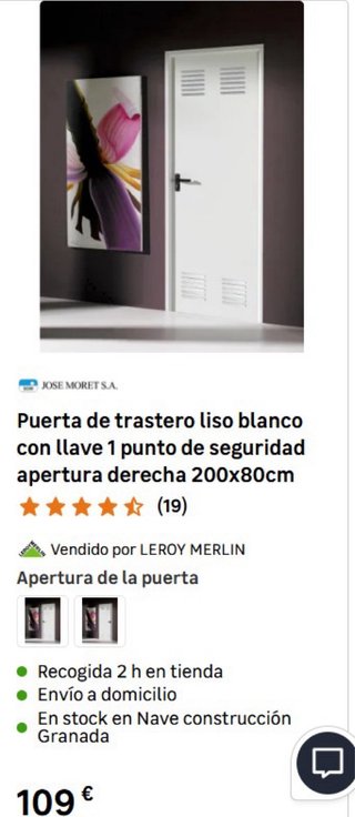 Puerta de Trastero Blanca 200x80cm