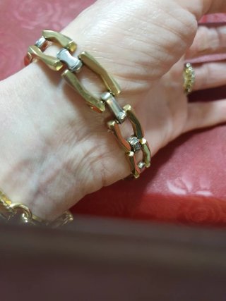 Pulsera de Eslabones Maciza Bicolor.