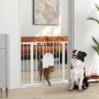 Barrera Perros 75-103cm Puerta Pequeña Blanca