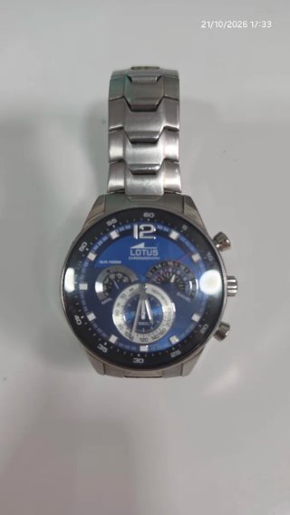 Reloj Lotus Cronógrafo Plateado y Azul
