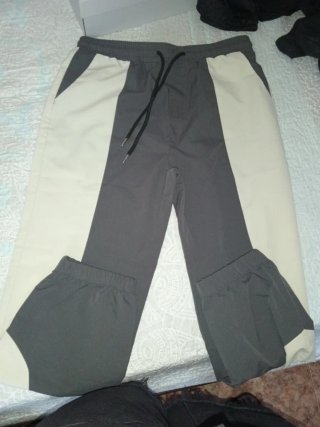 Pantalón Largo Hombre Gris y Beige