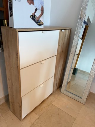 Zapatero de Madera Blanco y Roble