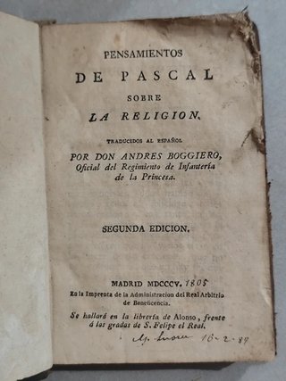 Libro Antiguo Original 1805 - Pensamientos de...