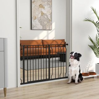 Barrera Mascotas 75-115cm Doble Bloqueo Negra