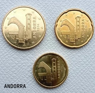 Set de 3 Monedas de Andorra 50c 20c 10c