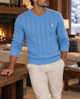 Ralph Lauren Cable Knit Sweater Sky Blue Size M