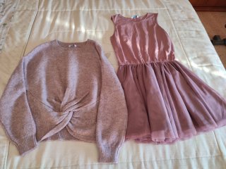 Conjunto de Vestido y Jersey Rosa