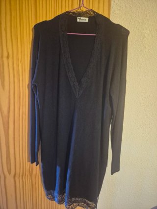 Vestido Negro Tezenis con Encaje