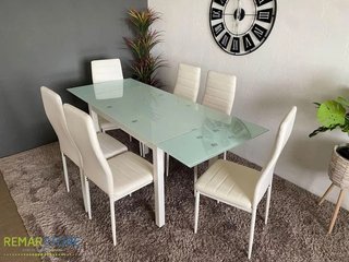 Mesa extensible blanca + 6 sillas NUEVO!