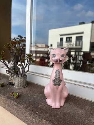 Figura de Gato de Cerámica Vintage