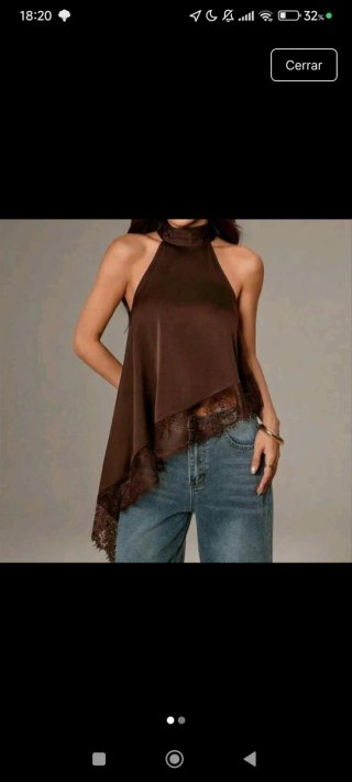 Blusa marrón con encaje