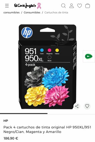 Pack 4 Cartuchos Tinta HP 950XL/951