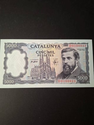 Billete Conmemorativo 5000 Pesetas Catalunya.