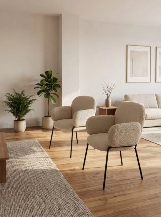 Set di 2 sedie con rivestimento in finta pecora