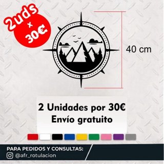 Set de 2 Pegatinas Brújula Montaña 40cm