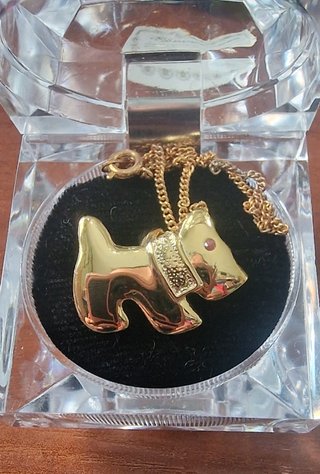 Broche Colgante Terrier Vintage 1998 Baño Oro 22K