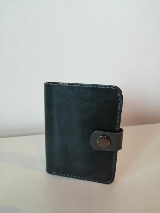 Cartera de cuero azul vintage hecha a mano