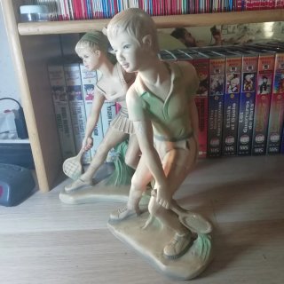 Pareja de figuras vintage decoración tenis (27 cm)